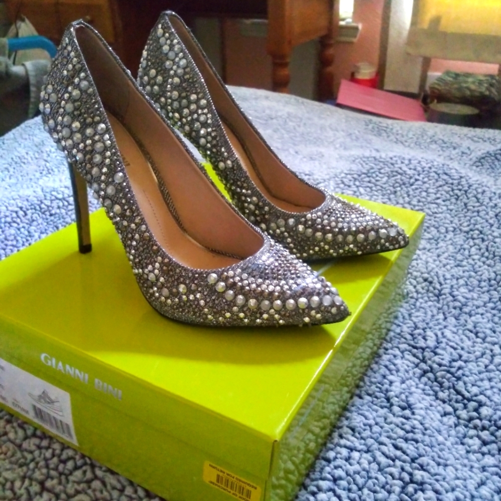 Gianni Bini Silver "Bullets" Heels